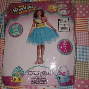 Shopkins Kids Halloween Costume Medium M 7/8 Blue Cupcake Queen New